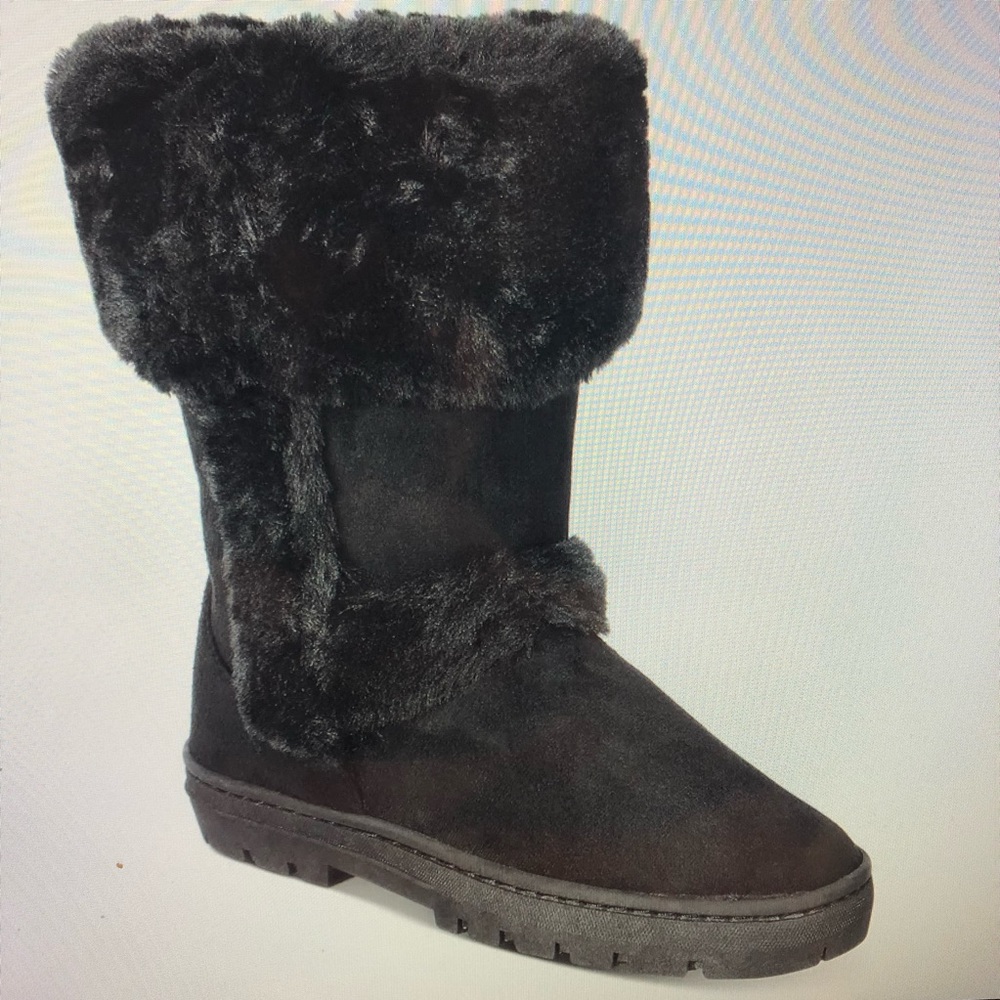 STYLE AND CO BOOTS. 9M BLACK FURRY